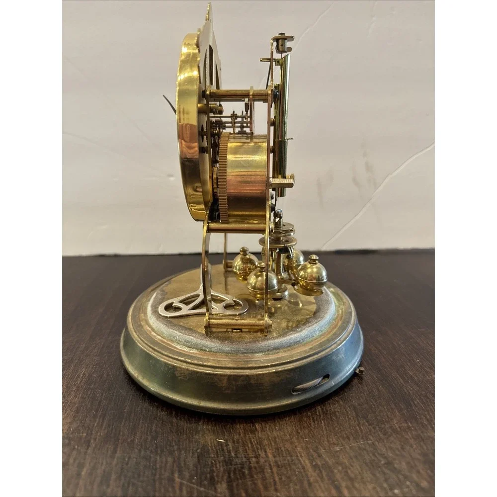 Vtg Schatz 1000 Day Anniversary Brass Clock w Plastic Dome AS IS See description
